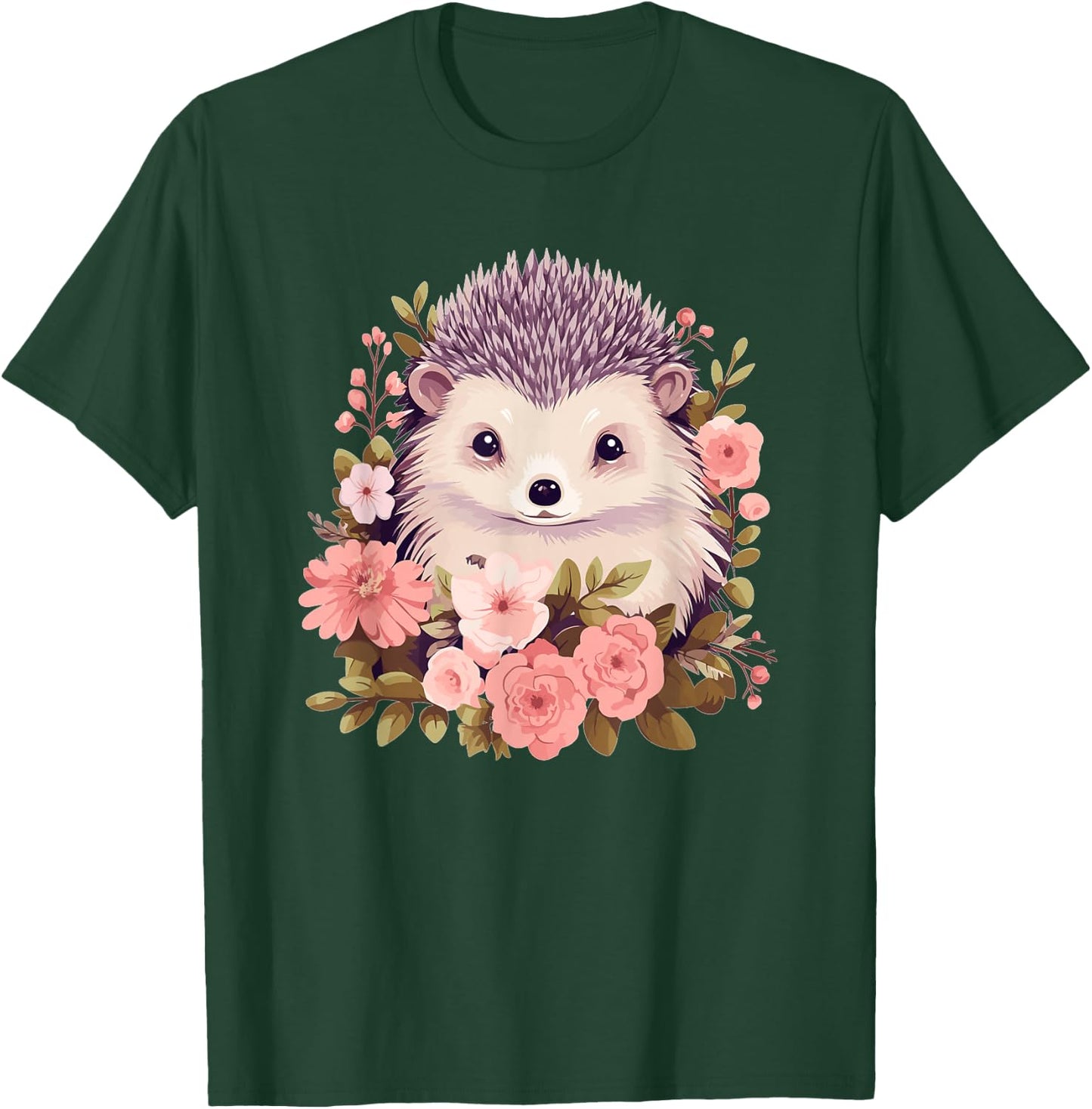 Cute Hedgehog with Flowers I Hedgehog T-Shirt - T-Shirt | Forest