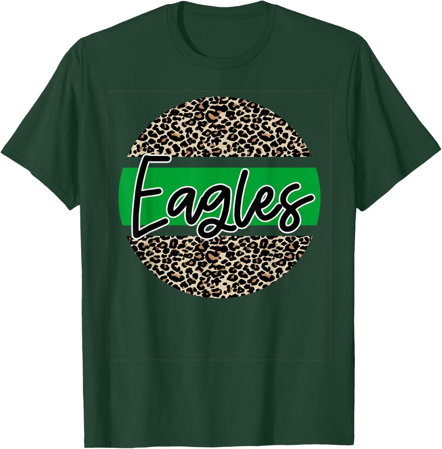 Eagles School Spirit Leopard Print Green T-Shirt - T-Shirt | Forest