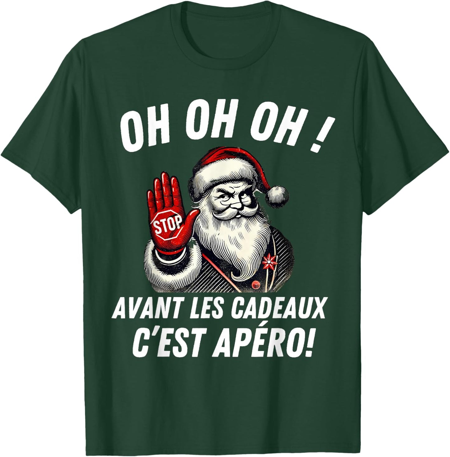 Merry Christmas 2024 Santa Claus Apero Gift Clothing Christmas Man , Black, S T-Shirt - T-Shirt | Forest