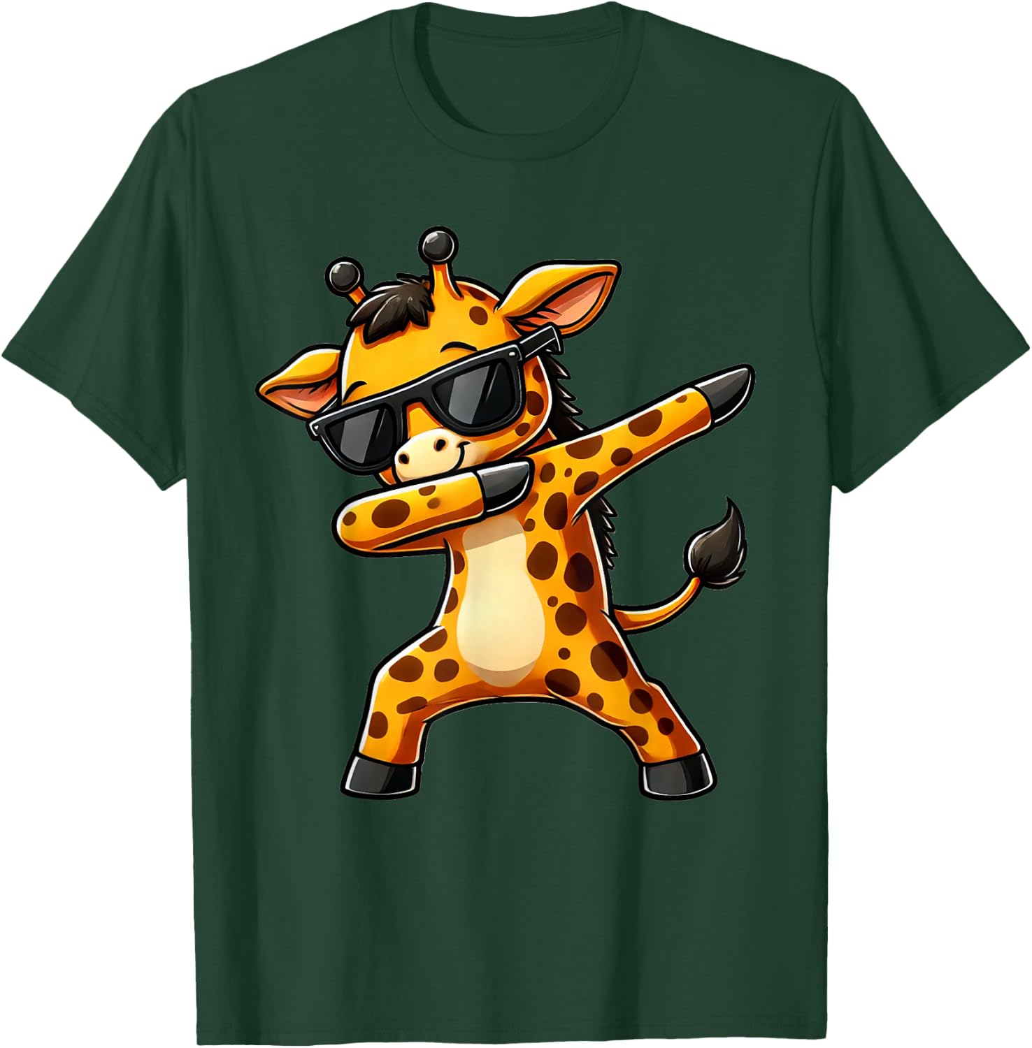 Dabbing Yellow Giraffe Funny Dabben Motif with Giraffe , black T-Shirt - T-Shirt | Forest