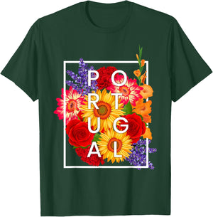 Flowers of Portugal Word Art - Portuguese Pride T-Shirt - T-Shirt | Forest