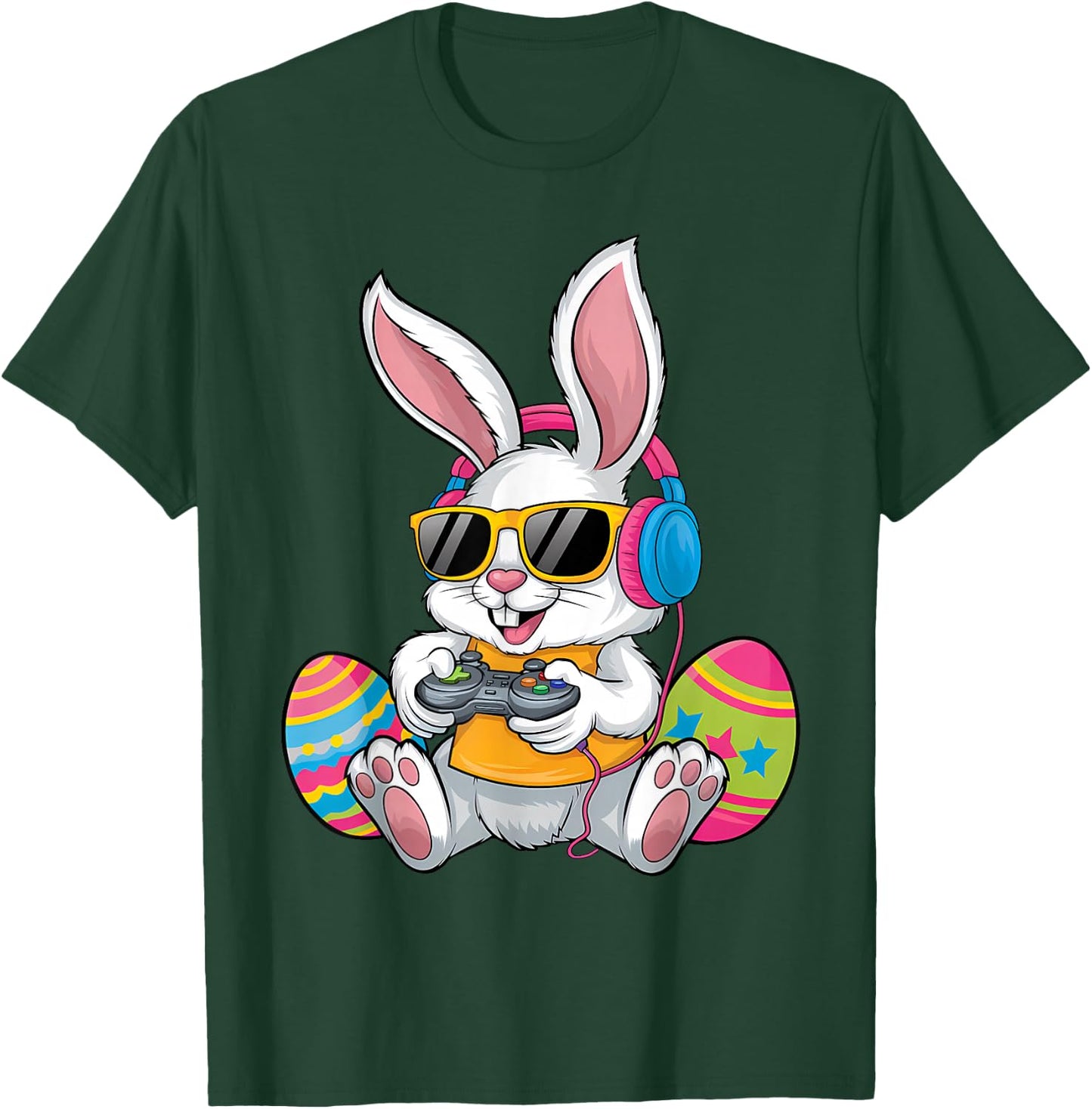 Easter Day Rabbit Gamer Funny Video Games Boys Kids Bunny T-Shirt - T-Shirt | Forest