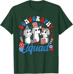 Sonography Squad Independence Day Ultrasound Tech T-Shirt - T-Shirt | Forest