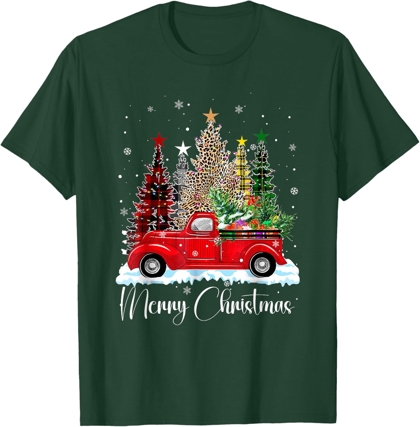 Vintage Merry Christmas Red Truck Old Fashioned Christmas T-Shirt - T-Shirt | Forest