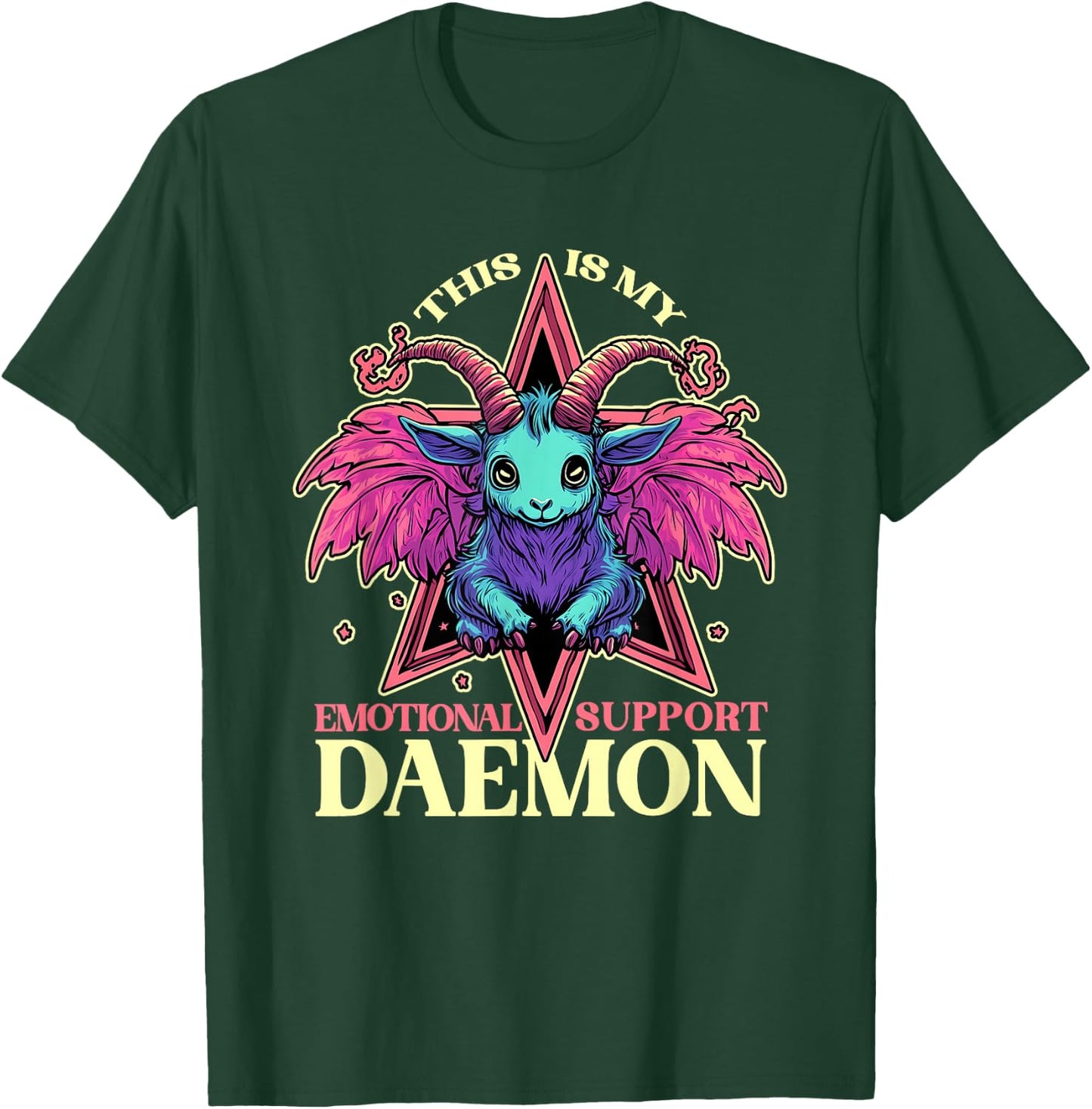 Emotional Support Demon with Cute Goat Daemon Halloween T-Shirt - T-Shirt | Forest