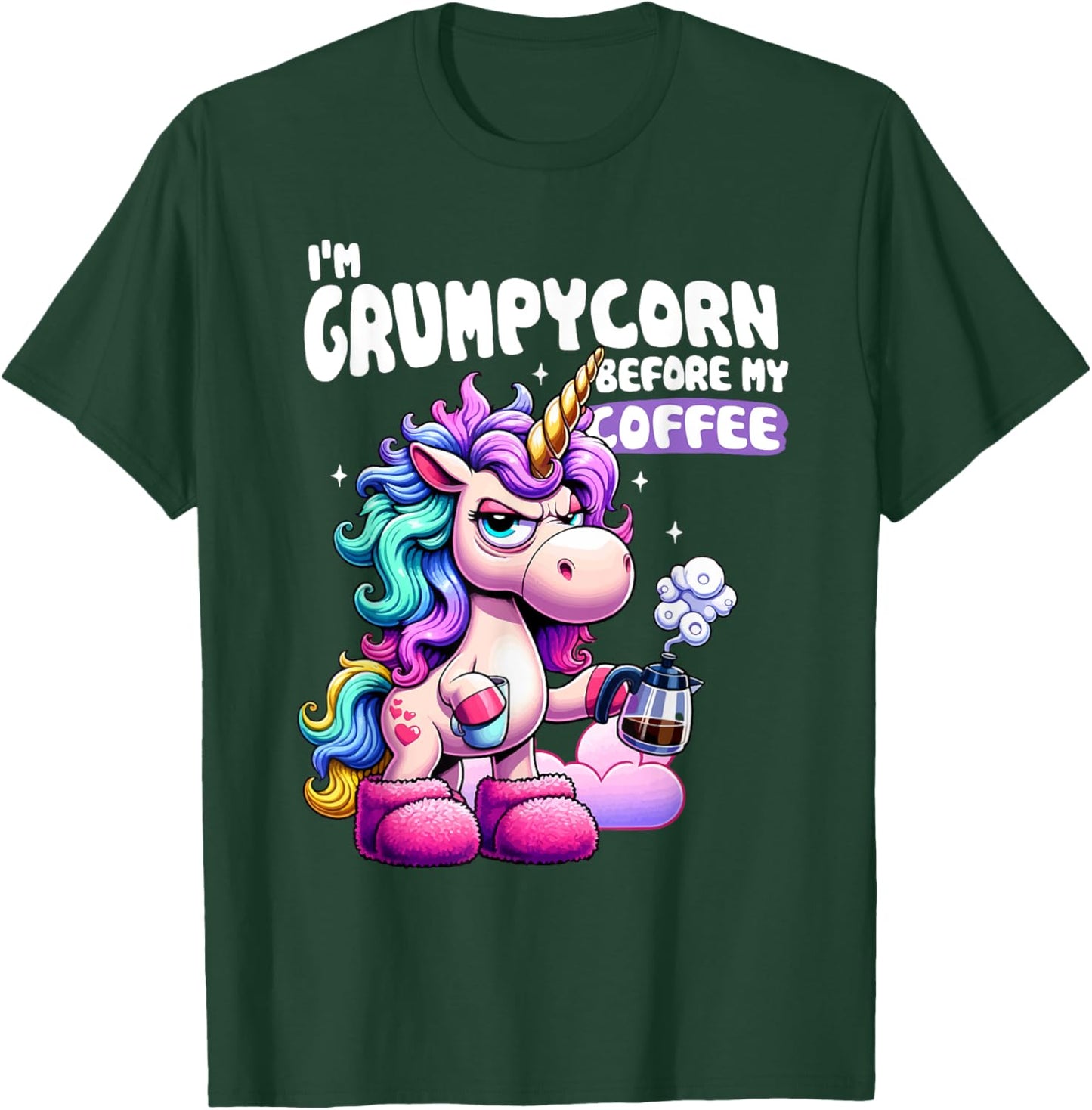 I'm a GrumpyCorn Before My Coffee Funny Coffee Lover , black T-Shirt - T-Shirt | Forest