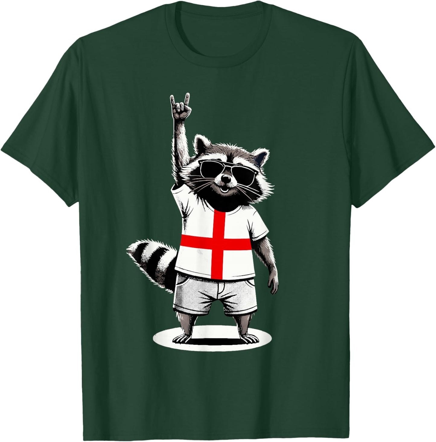 English Flag Raccoon Funny England T-Shirt - T-Shirt | Forest