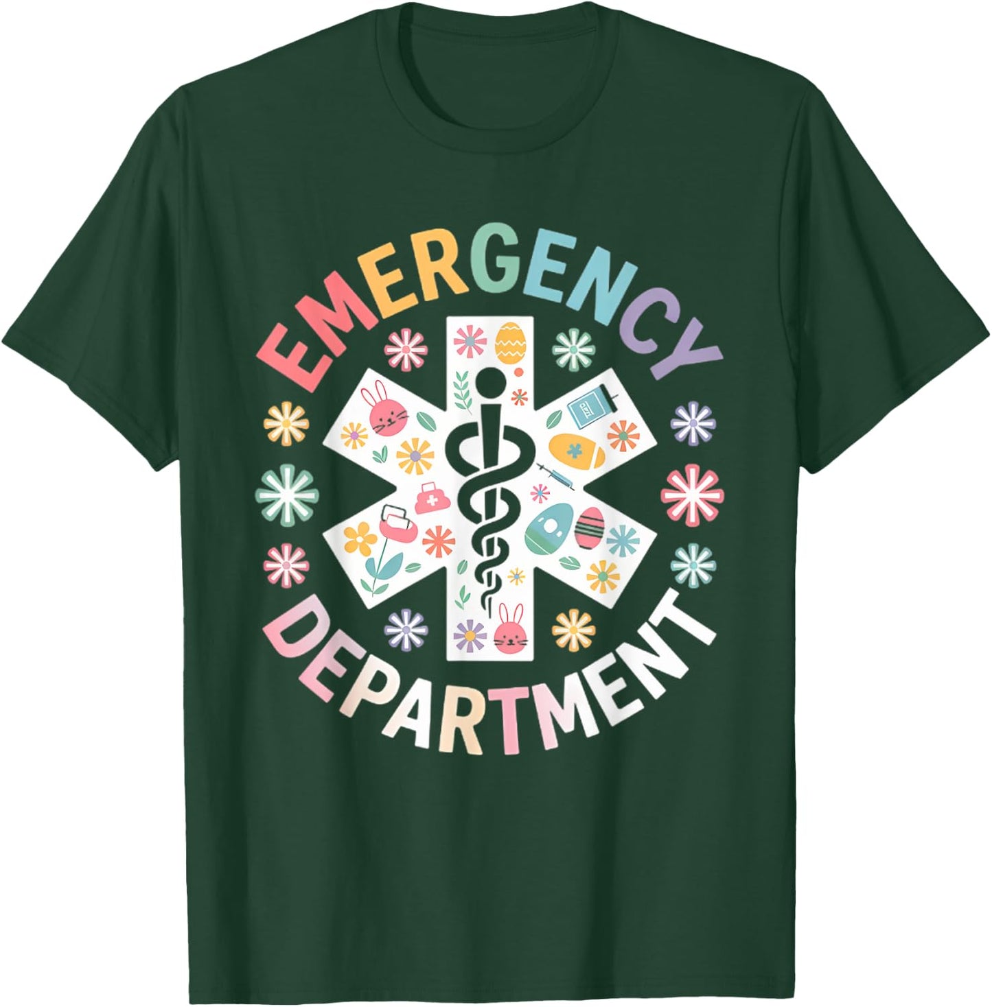 Emergency Nurse Easter Emergency Department ER Nurses Bunny T-Shirt - T-Shirt | Forest