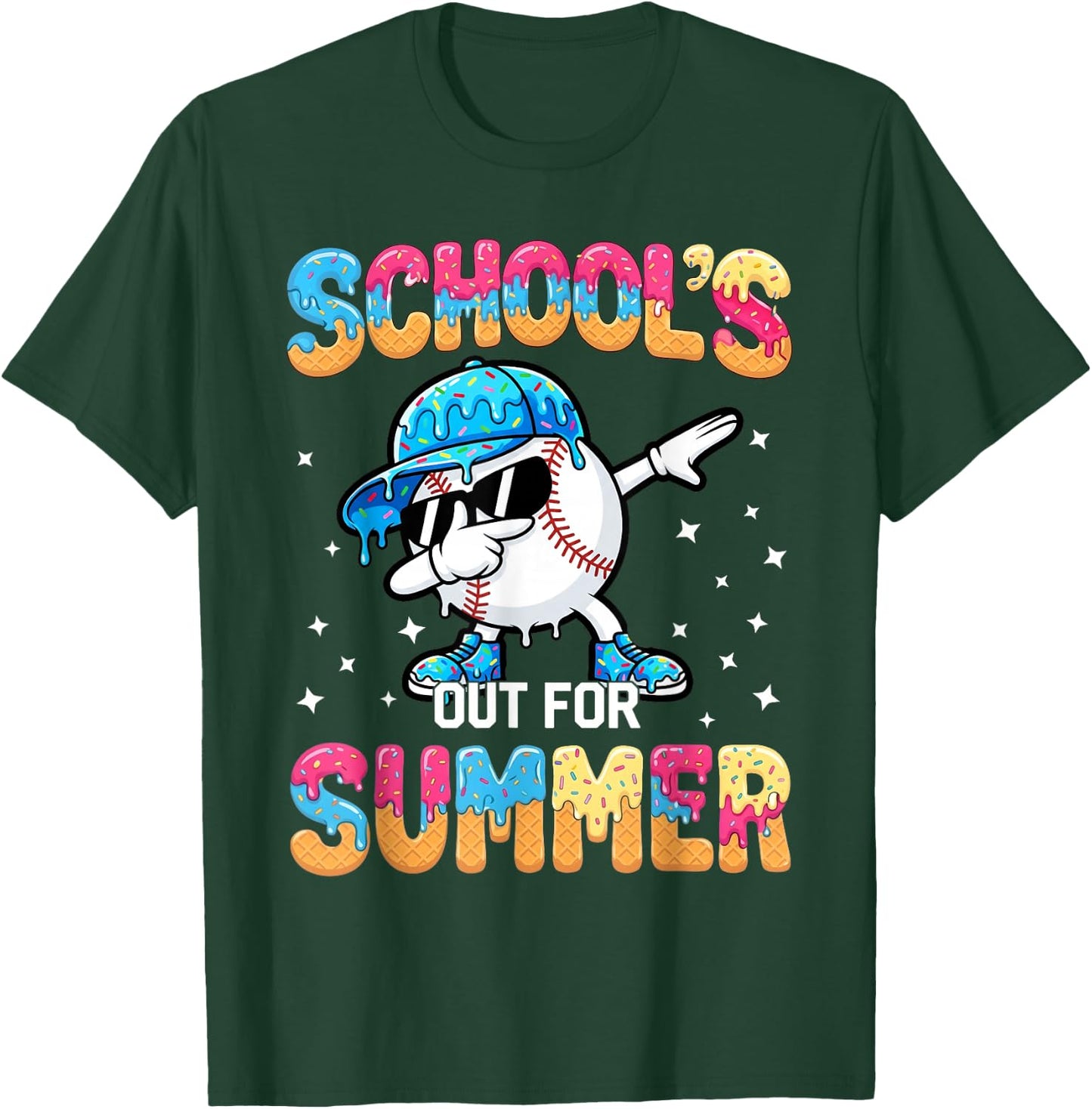 School's Out for Summer Baseball Drip Graduation Last Day T-Shirt - T-Shirt | Forest