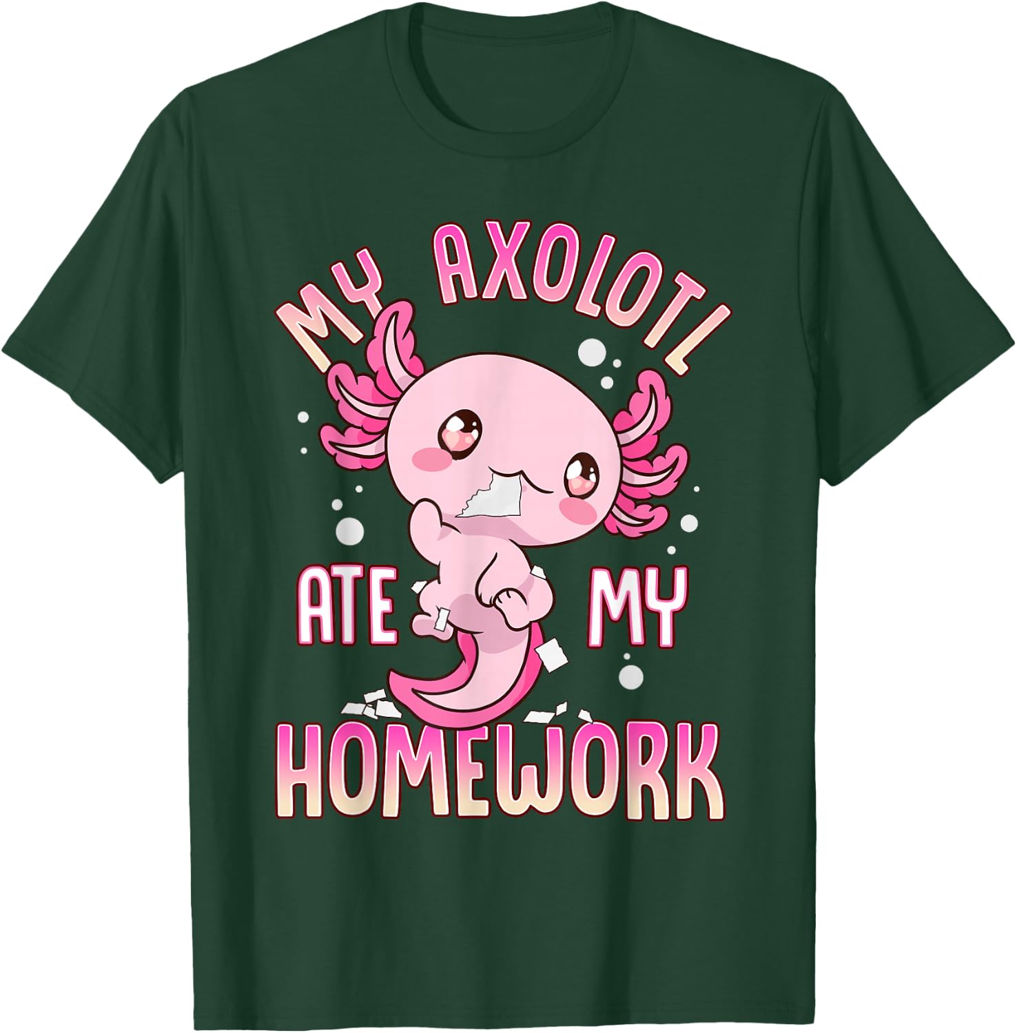 Axolotl Shirts For Girls Boys Kid My Axolotl Ate My Homework T-Shirt - T-Shirt | Forest
