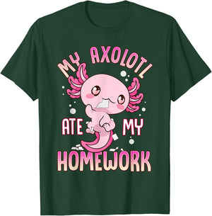 Axolotl Shirts For Girls Boys Kid My Axolotl Ate My Homework T-Shirt - T-Shirt | Forest