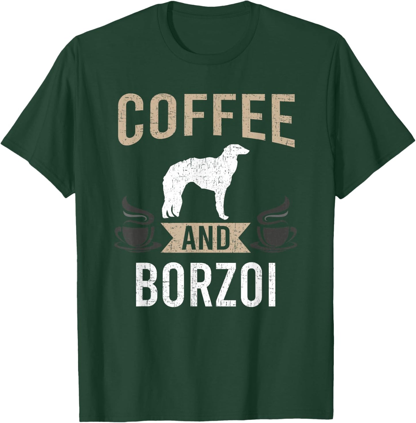 Coffee and Borzoi Dog Lover T-Shirt - T-Shirt | Forest