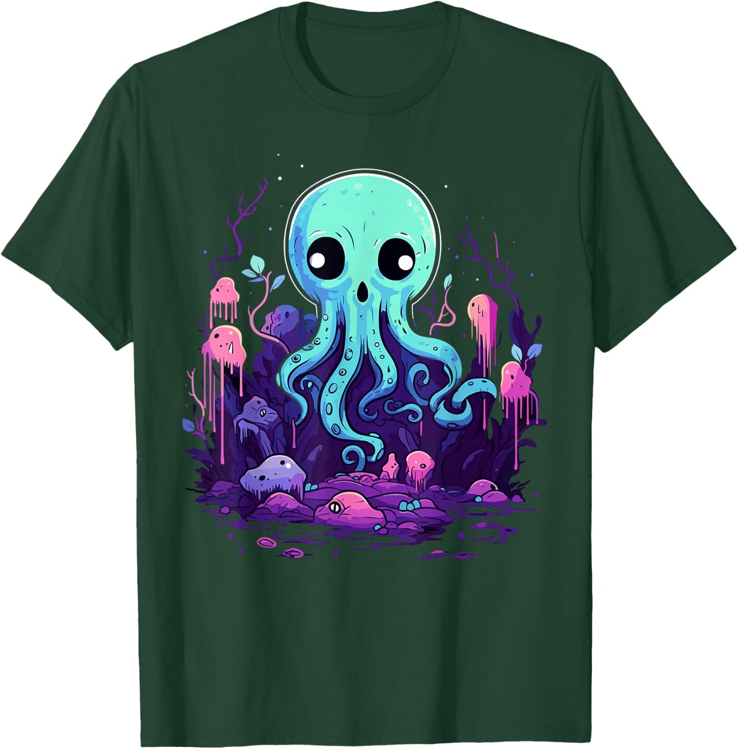 Pastel Goth Octopus Kawaii Cute Creepy Halloween Anime T-Shirt - T-Shirt | Forest