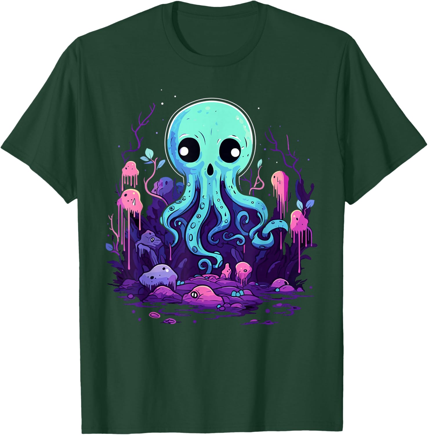 Pastel Goth Octopus Kawaii Cute Creepy Halloween Anime T-Shirt - T-Shirt | Forest