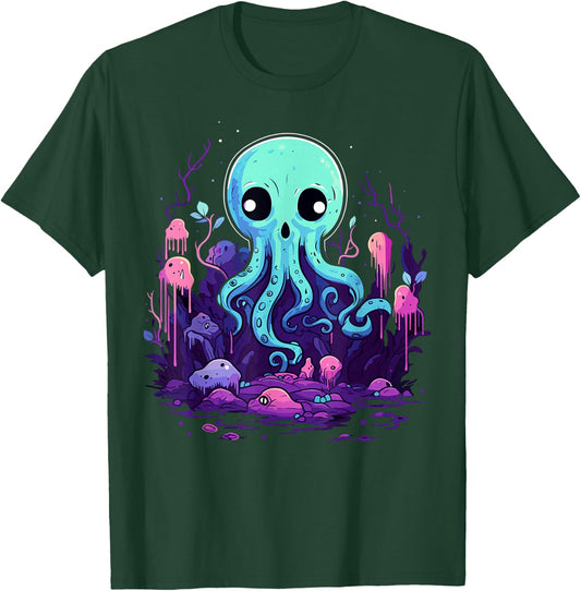 Pastel Goth Octopus Kawaii Cute Creepy Halloween Anime T-Shirt - T-Shirt | Forest