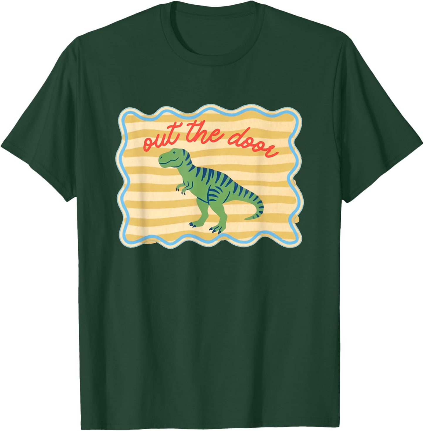 Striped Out The Door Dinosaur Last Day of School Teacher T-Shirt - T-Shirt | Forest