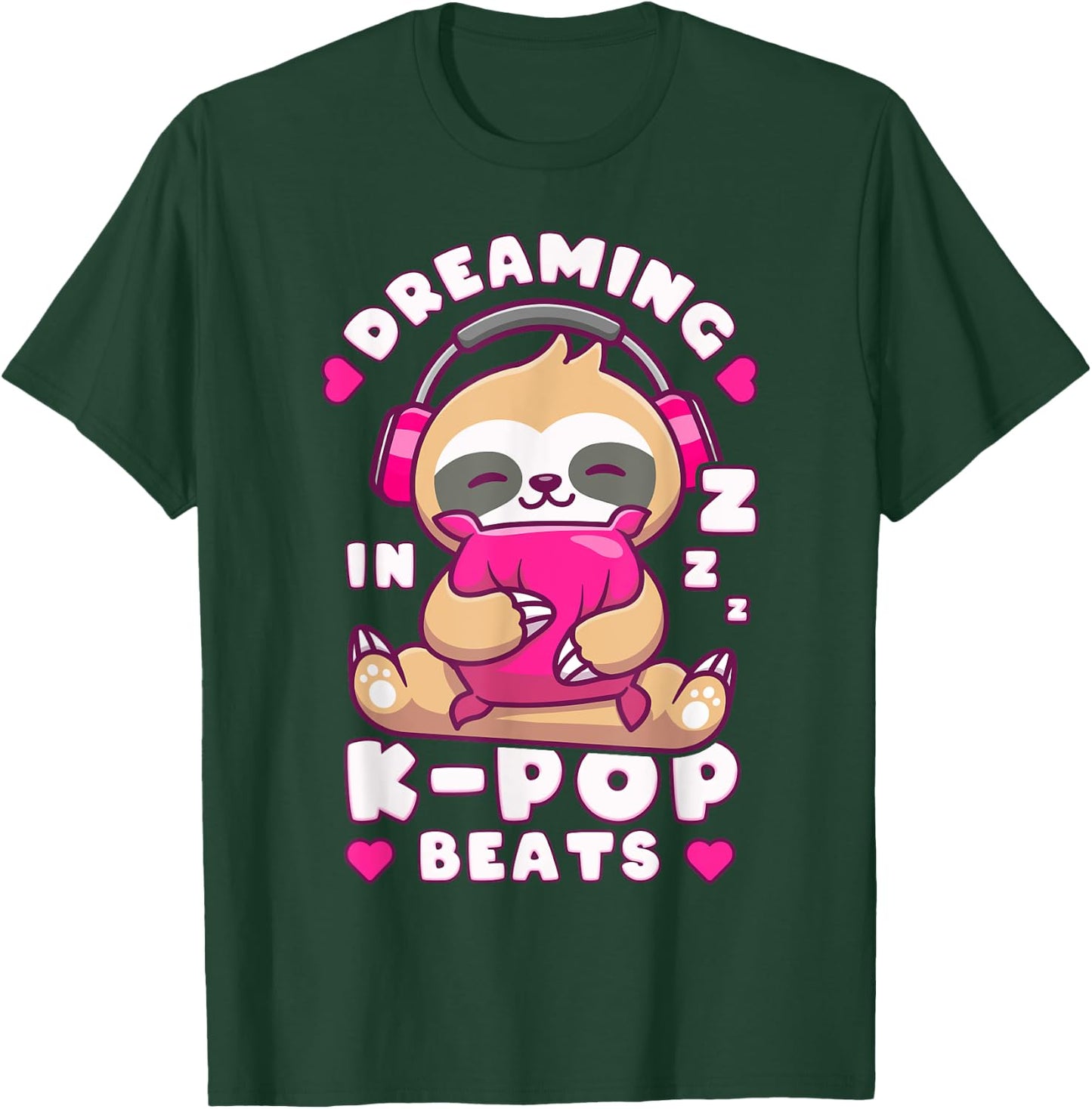 K-Pop Dreams, Cute sleeping Sloth, Funny Sleep T-Shirt - T-Shirt | Forest