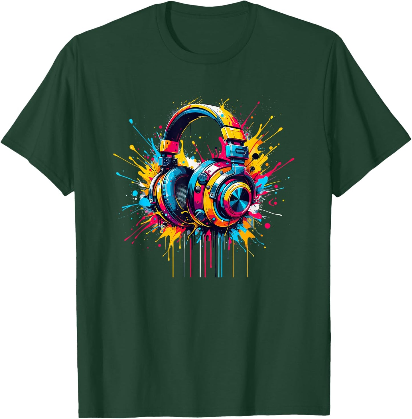 Splash Art Headphones Music Singing Singer Song , Black, S T-Shirt - T-Shirt | Forest