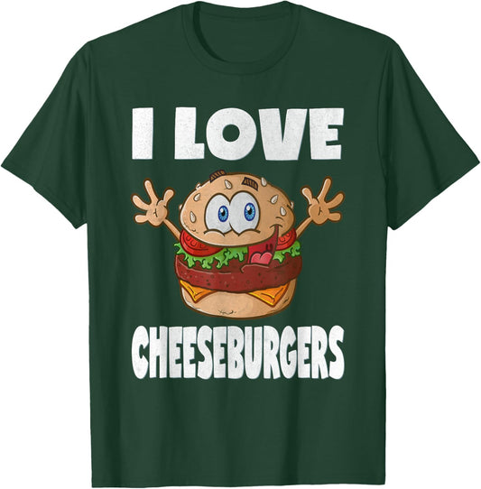 I Love Cheeseburgers Funny Cute Vintage Cheeseburger T-Shirt - T-Shirt | Forest