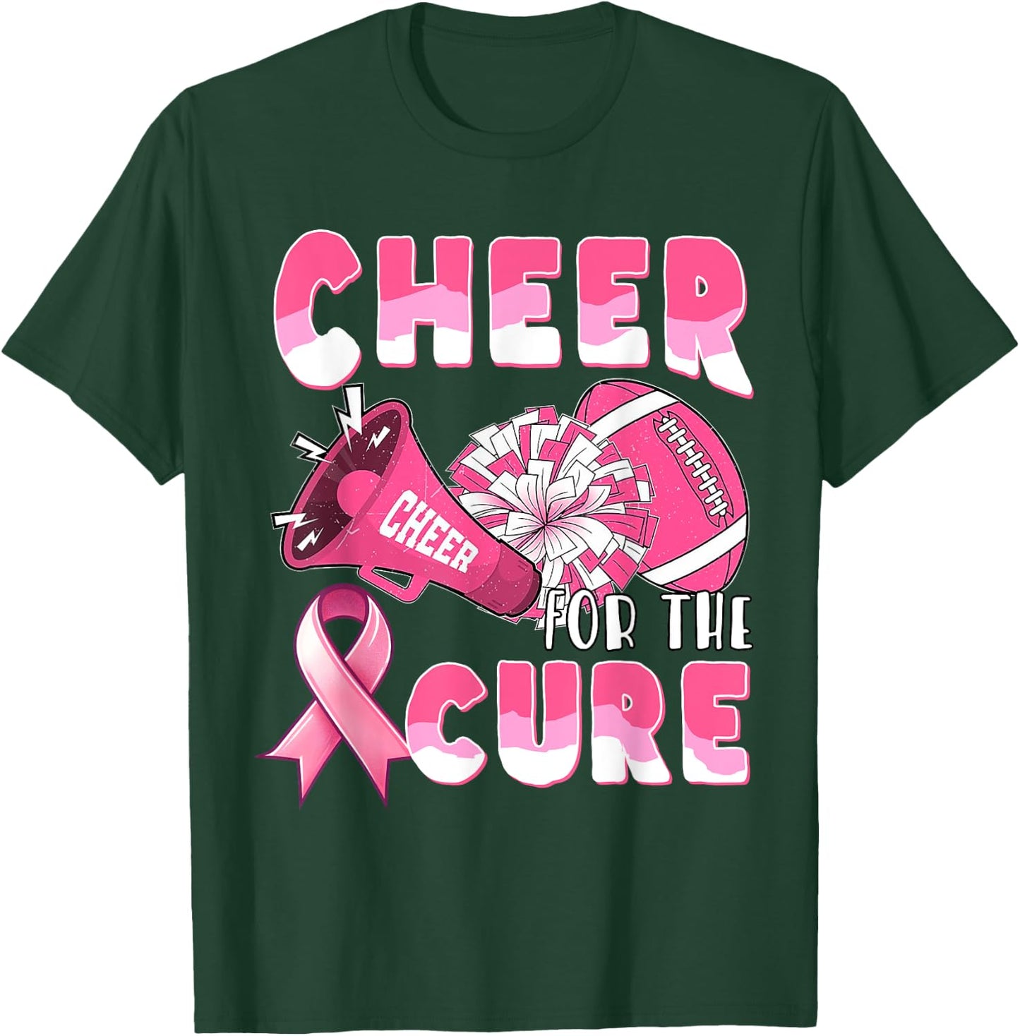 Pink Breast Cancer Awareness Cheer for the Cure Football T-Shirt - T-Shirt | Forest
