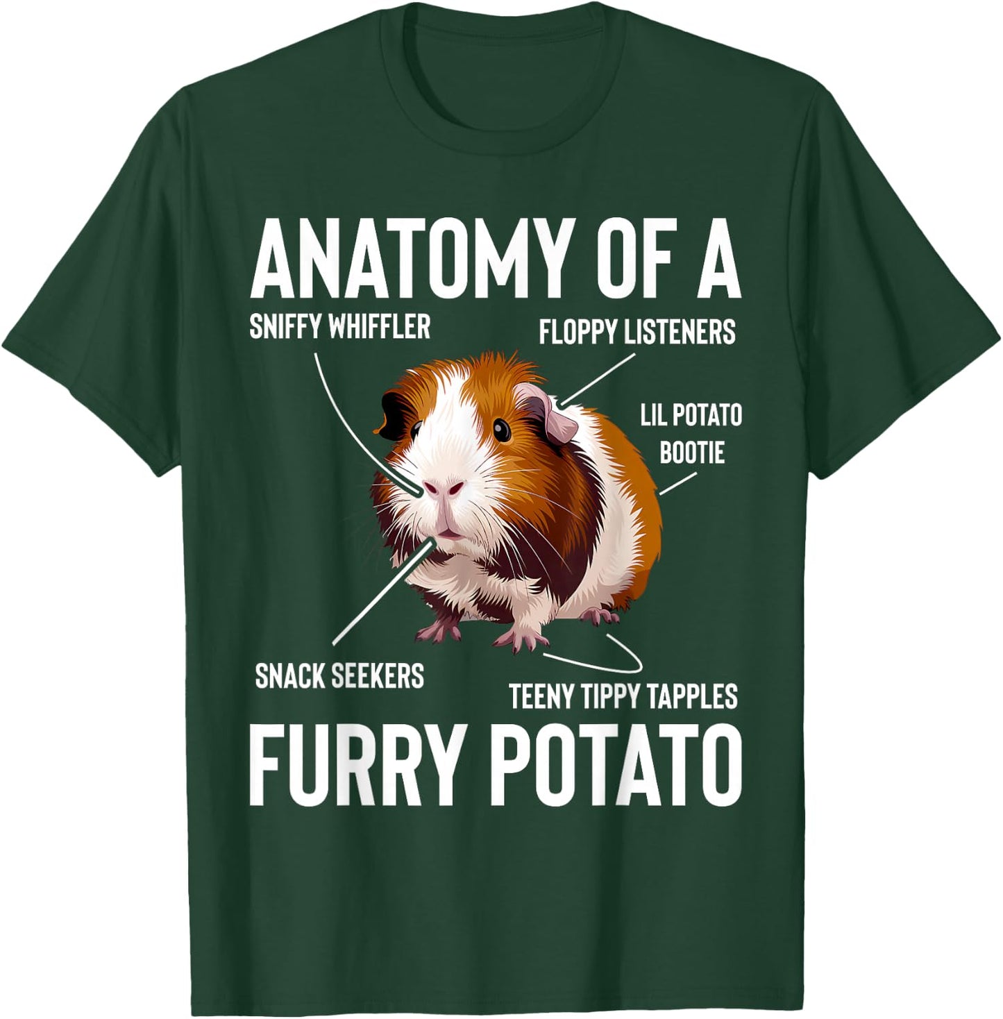 Guinea Pig Anatomy Of Furry Potato Funny Cavy Men Women Kids T-Shirt - T-Shirt | Forest