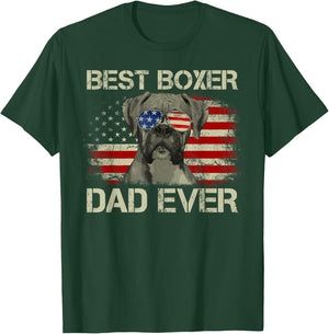 Best Boxer Dad Ever Dog Lover American Flag Gift T-Shirt - T-Shirt | Forest