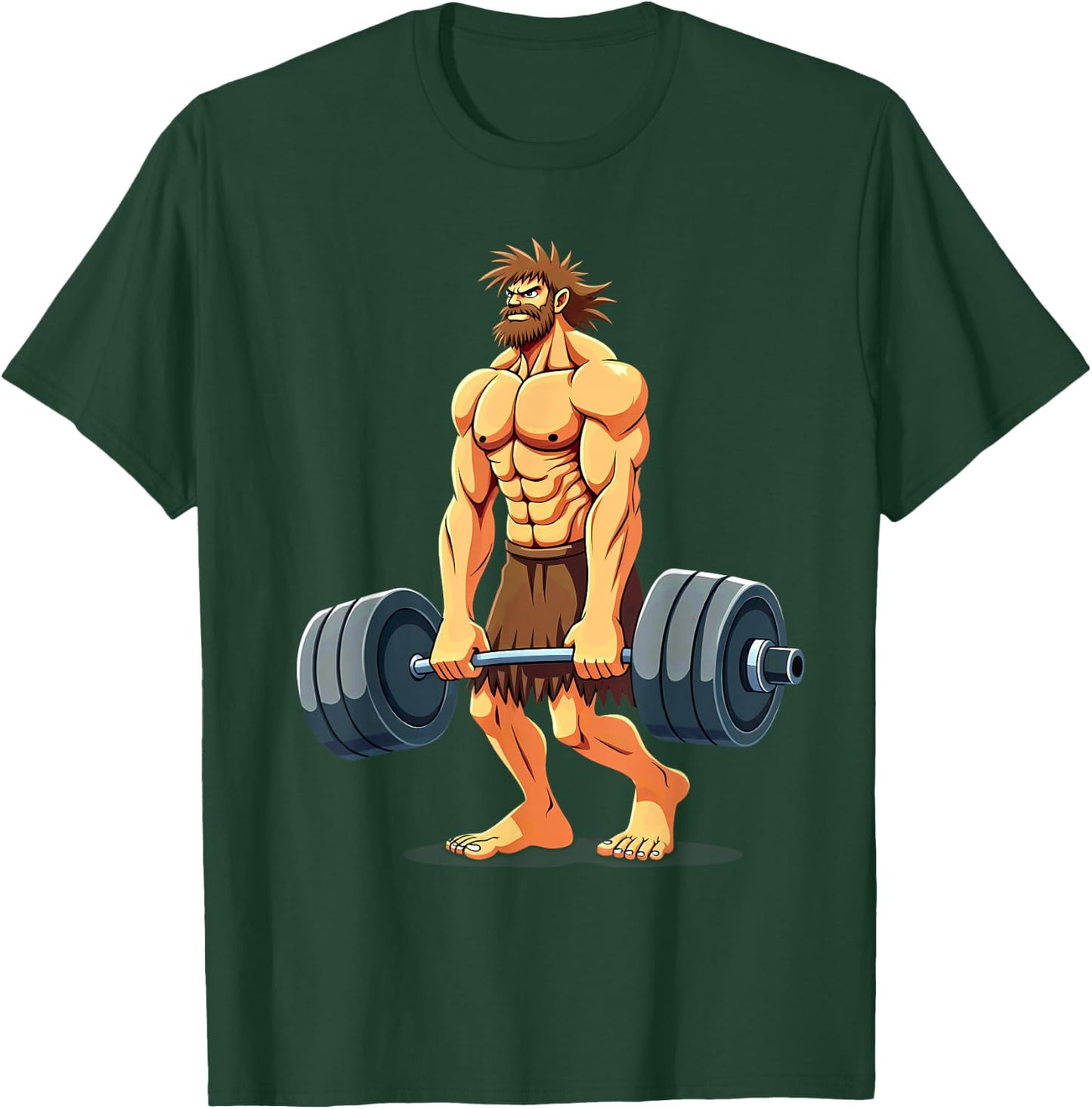 Workout Gym Caveman Deadlift Weightlifting T-Shirt - T-Shirt | Forest
