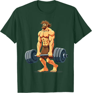 Workout Gym Caveman Deadlift Weightlifting T-Shirt - T-Shirt | Forest