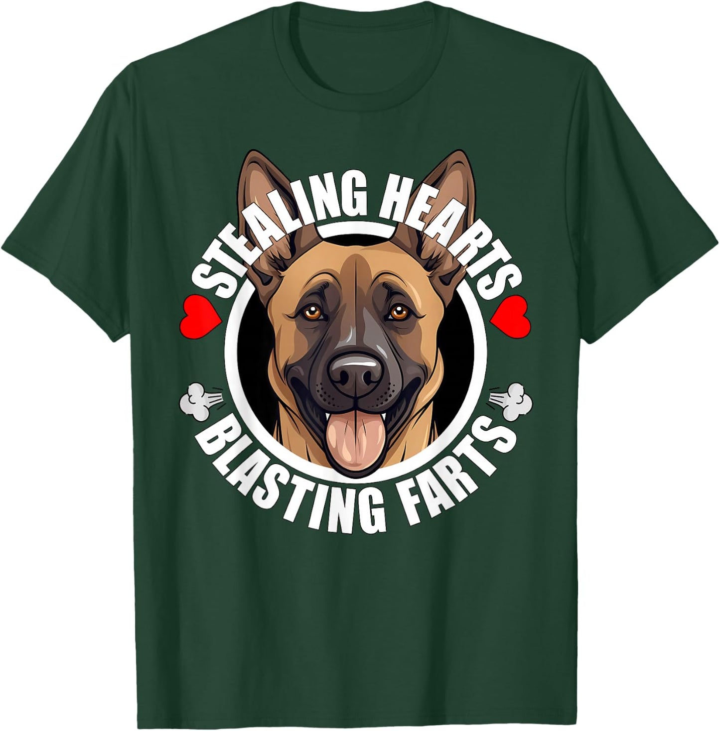 Funny Belgian Malinois Stealing Hearts Blasting Farts Dog T-Shirt - T-Shirt | Forest