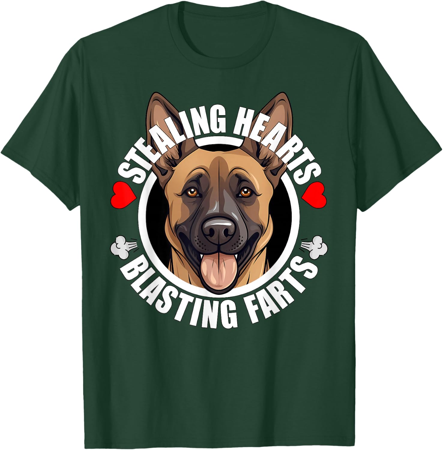 Funny Belgian Malinois Stealing Hearts Blasting Farts Dog T-Shirt - T-Shirt | Forest