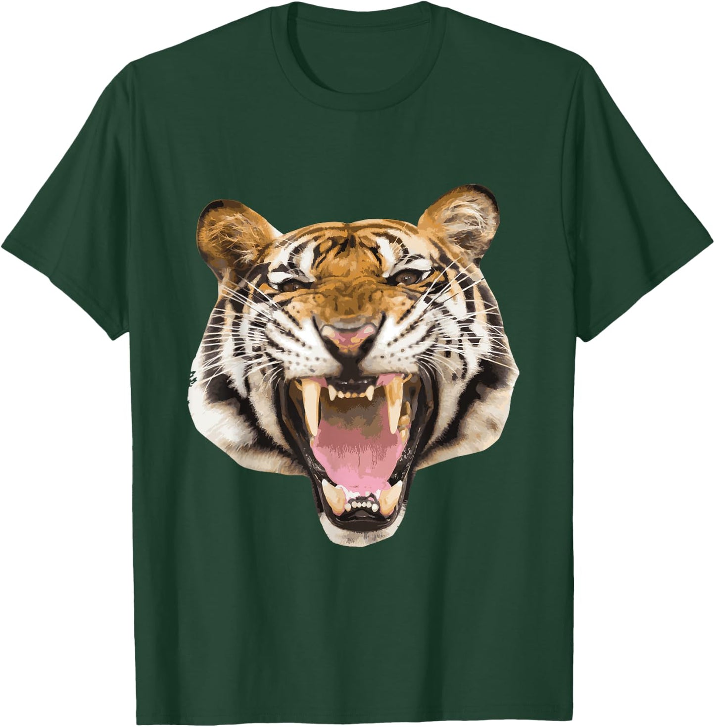 Realistic Tiger Roaring Face Animal Lovers Gift Small T-Shirt - T-Shirt | Forest