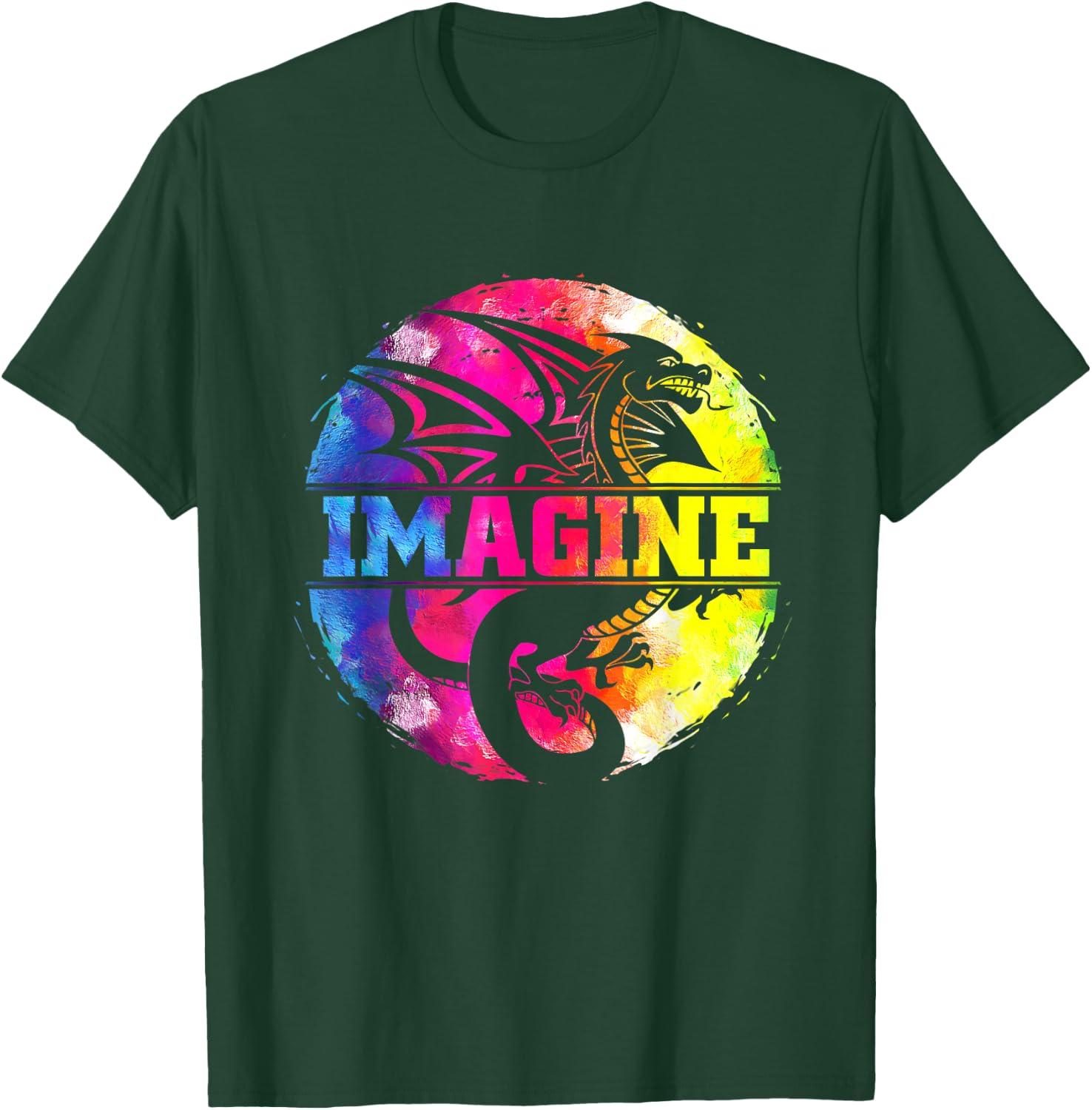 Imagine Fantasy Dragon Retro Tribal T-Shirt - T-Shirt | Forest