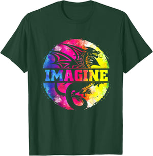 Imagine Fantasy Dragon Retro Tribal T-Shirt - T-Shirt | Forest