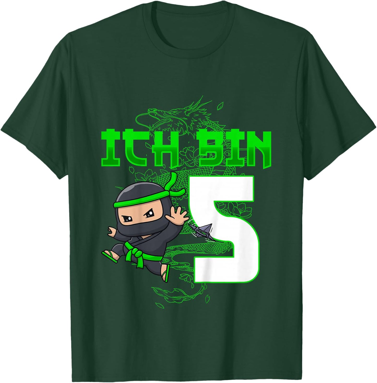 Kids 5th Birthday I Am 5 Years Old Ninja Funny Boy Child , black T-Shirt - T-Shirt | Forest