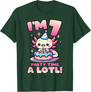 I'm 7 Seven Years Old Cute Kawaii Axolotl 7th Birthday Party T-Shirt - T-Shirt | Forest