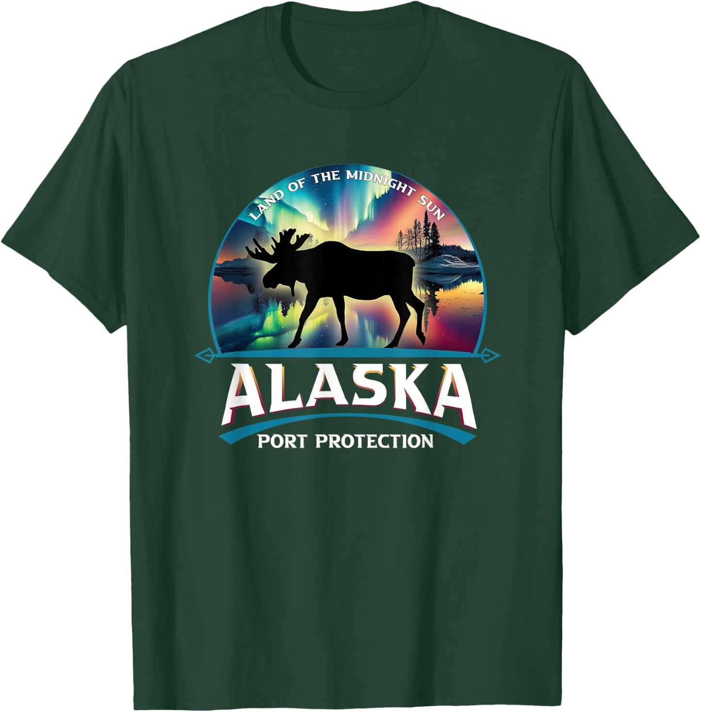 Port Protection Alaska Aurora Borealis Moose Souvenir T-Shirt - T-Shirt | Forest