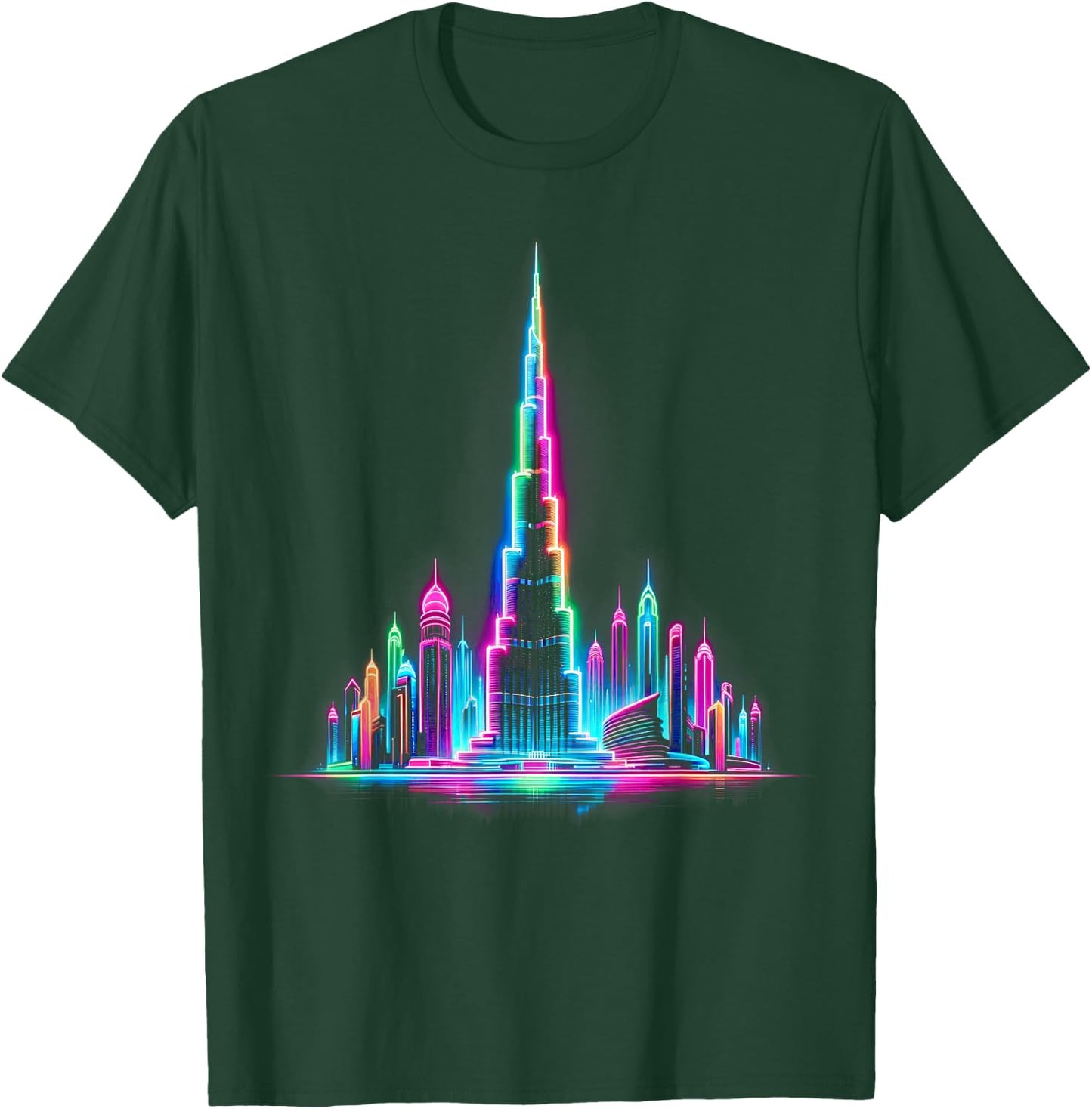 Bright Burj Khalifa Elegance – Buntes Dubai T-Shirt - T-Shirt | Forest