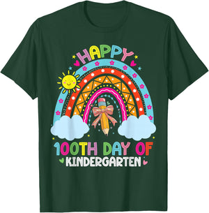 100th Day Of Kindergarten Funny 100 Days Of School Teacher T-Shirt - T-Shirt | Forest