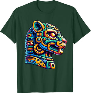 Aztec Symbol Of Strength Mayan Jaguar And Mexican Mythology T-Shirt - T-Shirt | Forest