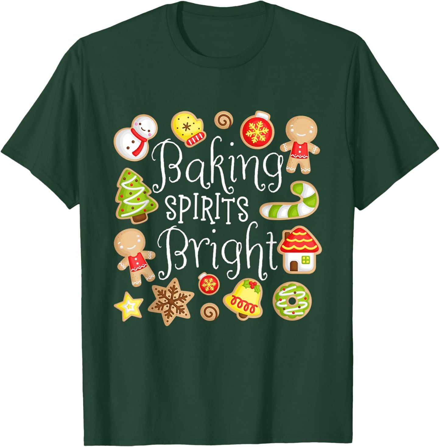 Baking Spirits Bright Christmas Gingerbread Lover Xmas Party T-Shirt - T-Shirt | Forest