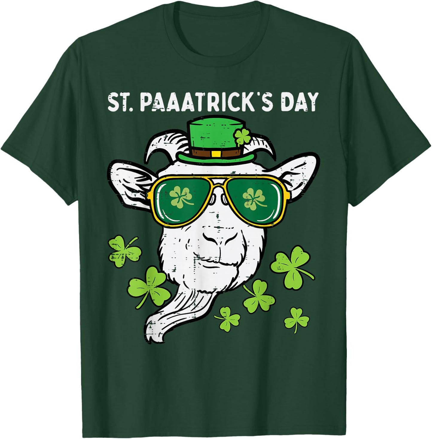 St Patricks Day Goat Head Saint Pattys Farmer Men Women Kids T-Shirt - T-Shirt | Forest