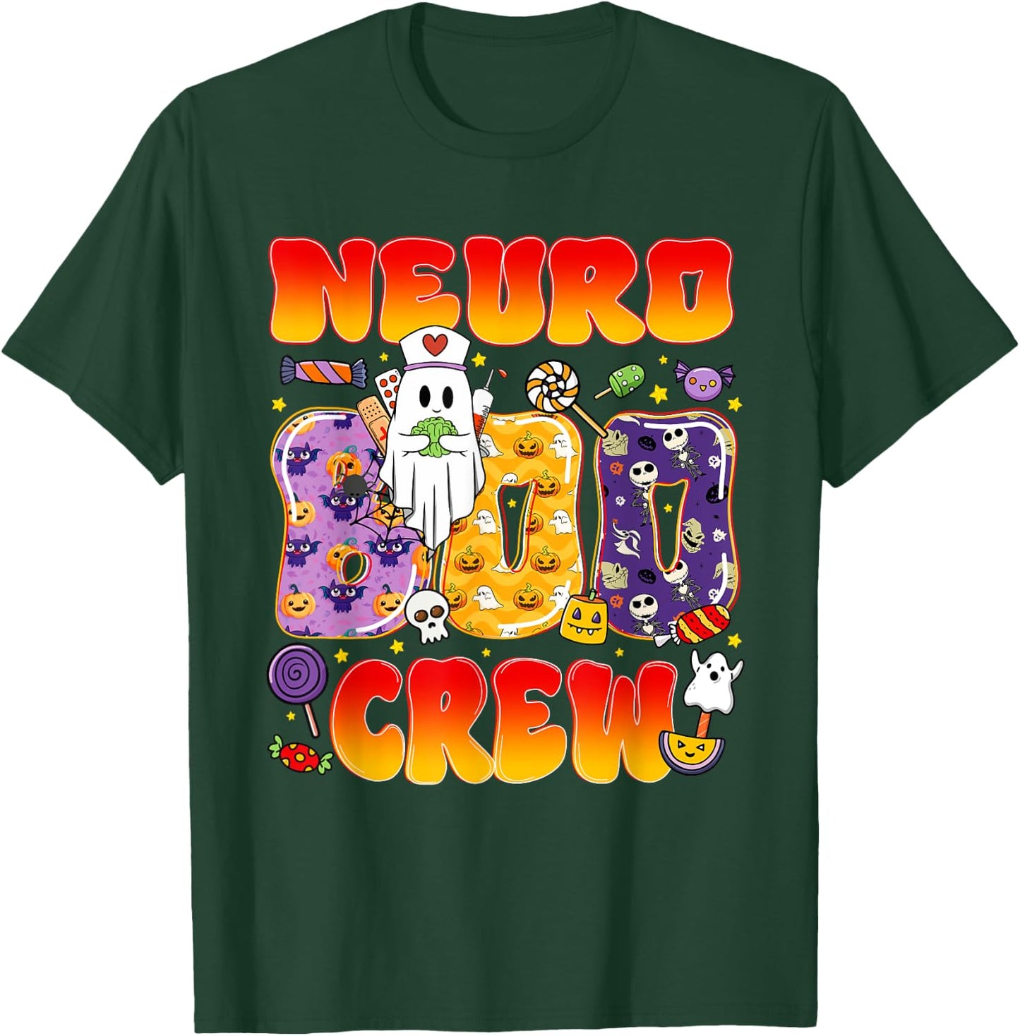 Neuro Boo Crew Neuro Nurse Funny Halloween T-Shirt - T-Shirt | Forest