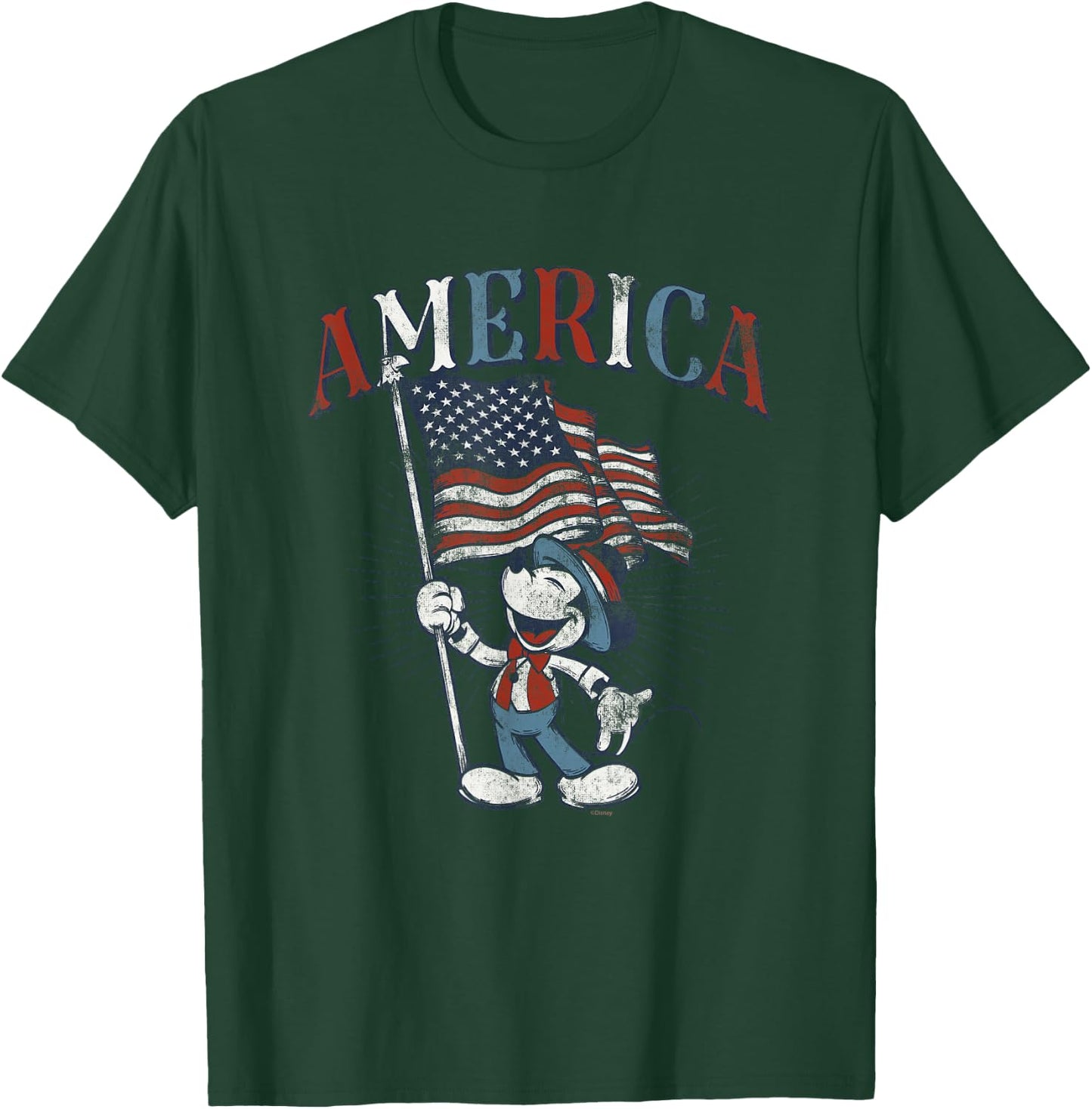Disney Mickey Mouse with American Flag USA Fourth of July T-Shirt - T-Shirt | Forest