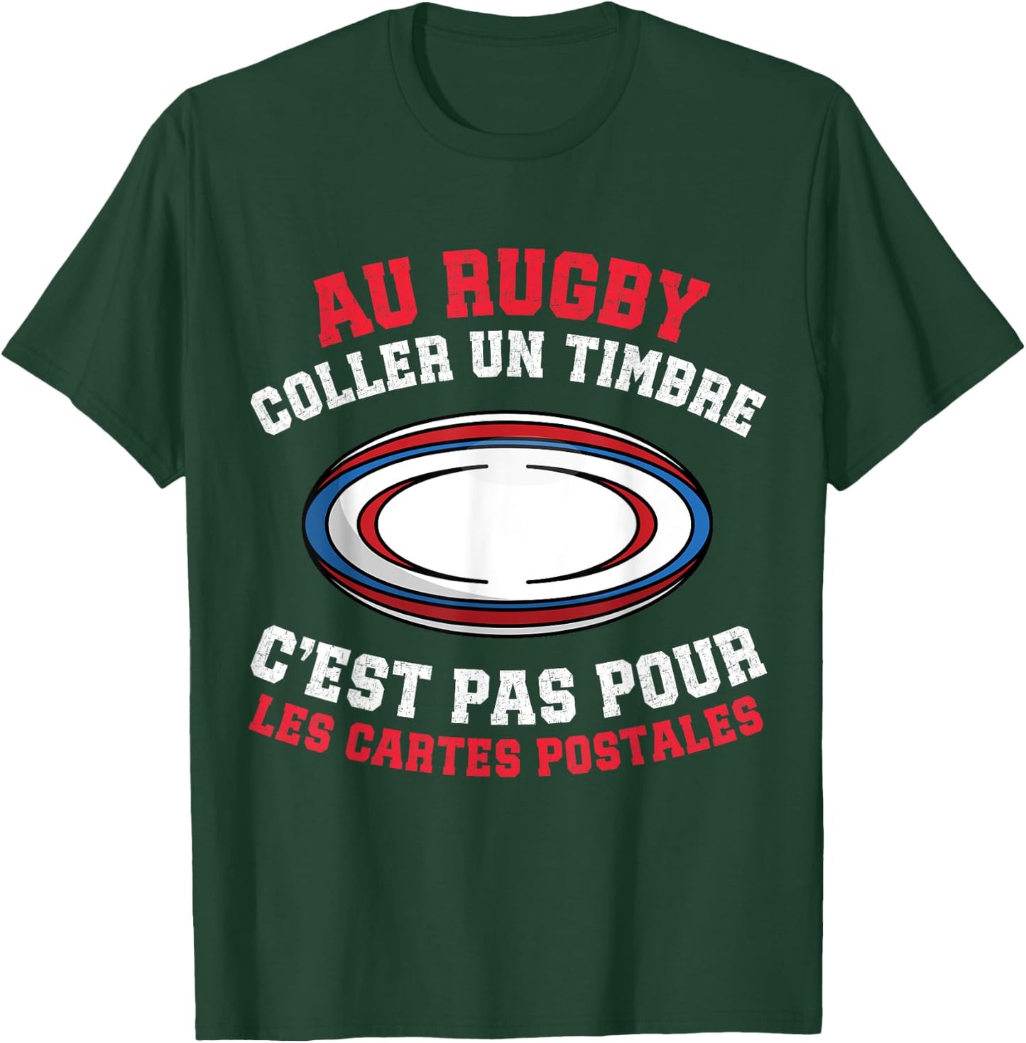 At Rugby Paste A Stamp No Postcard Rugby Player , Black, S T-Shirt - T-Shirt | Forest