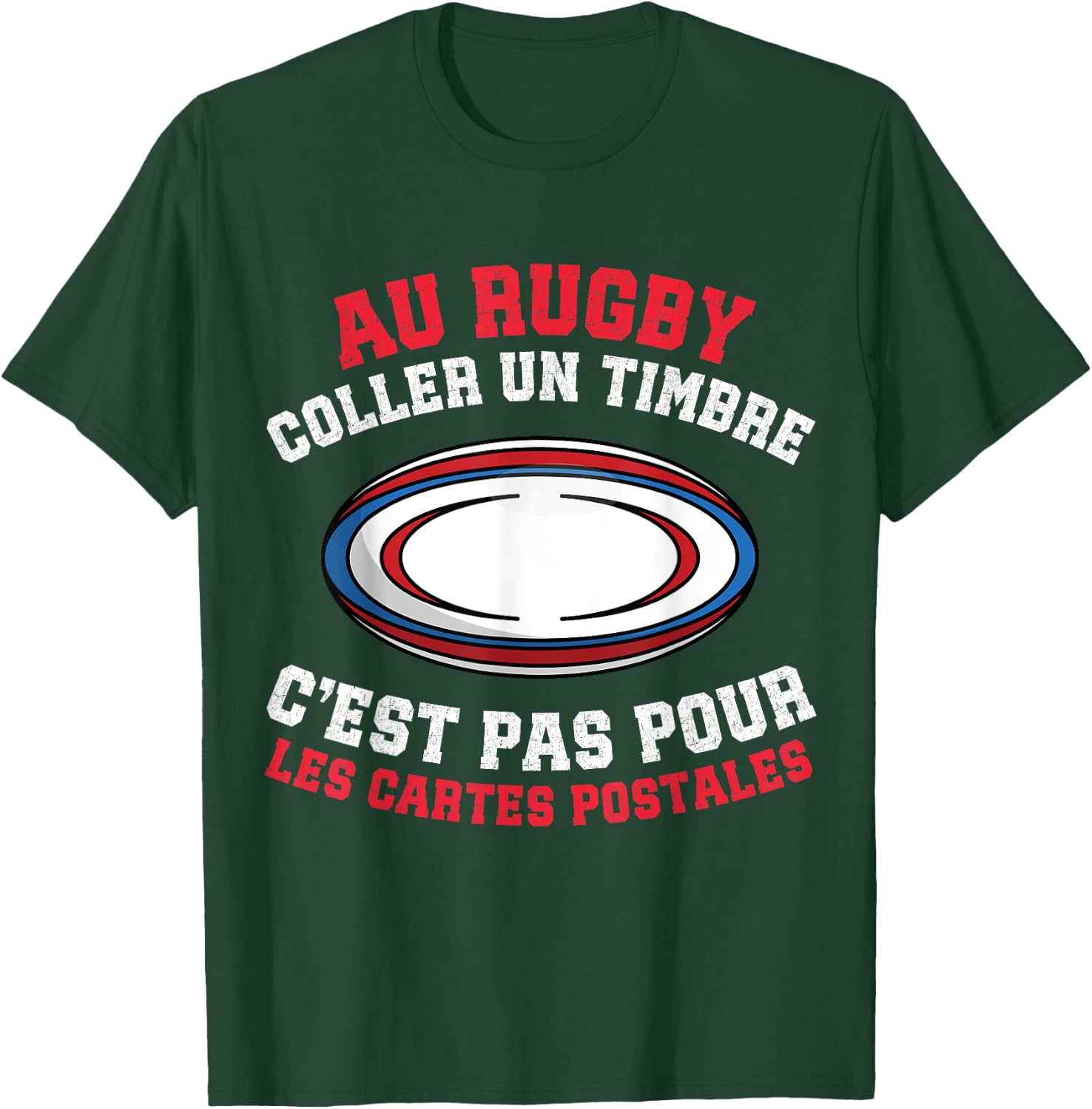 At Rugby Paste A Stamp No Postcard Rugby Player , Black, S T-Shirt - T-Shirt | Forest