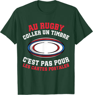 At Rugby Paste A Stamp No Postcard Rugby Player , Black, S T-Shirt - T-Shirt | Forest