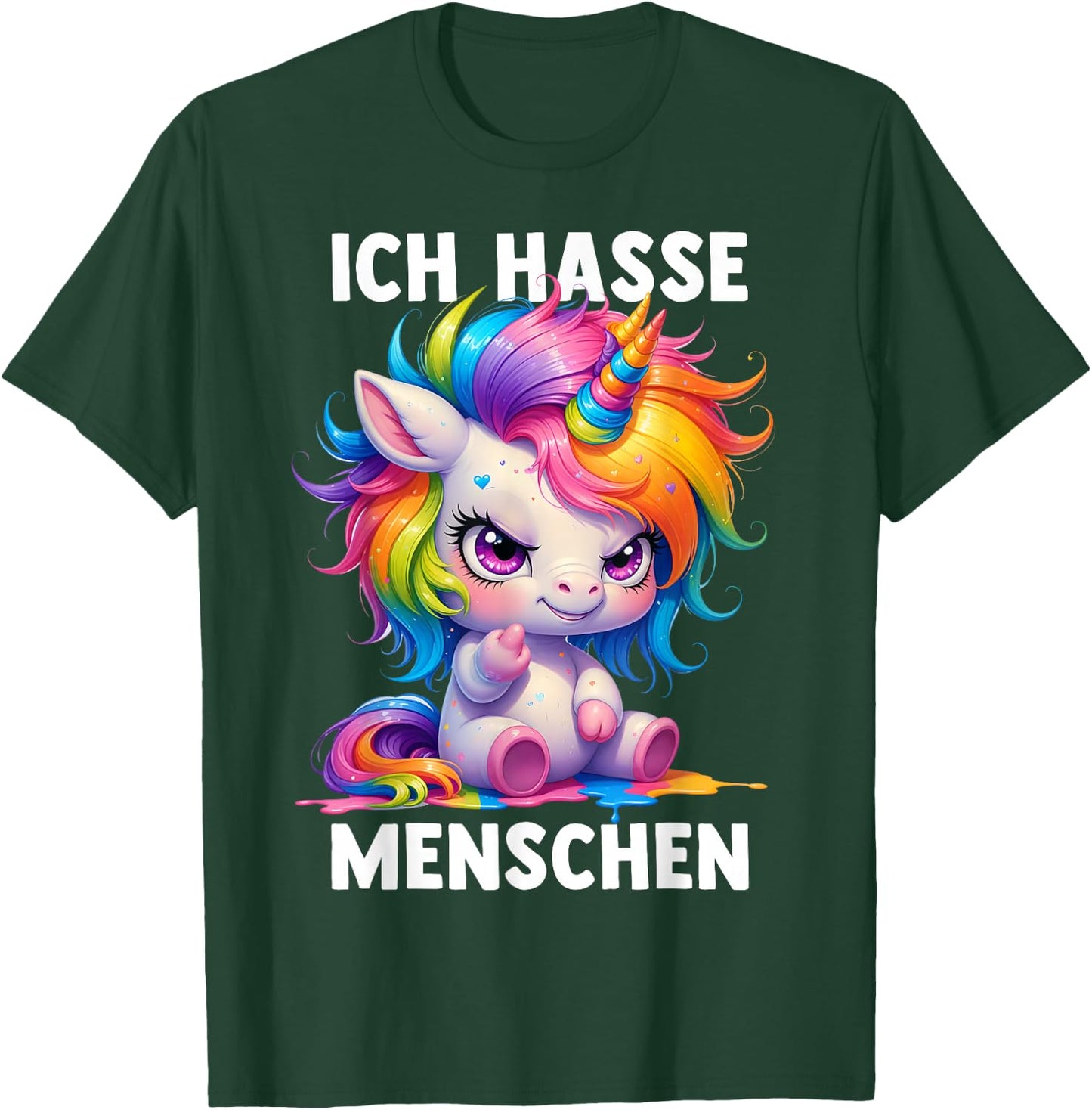 Misantroph with German Text "Ich Hasse Menschen" (German Language), black T-Shirt - T-Shirt | Forest