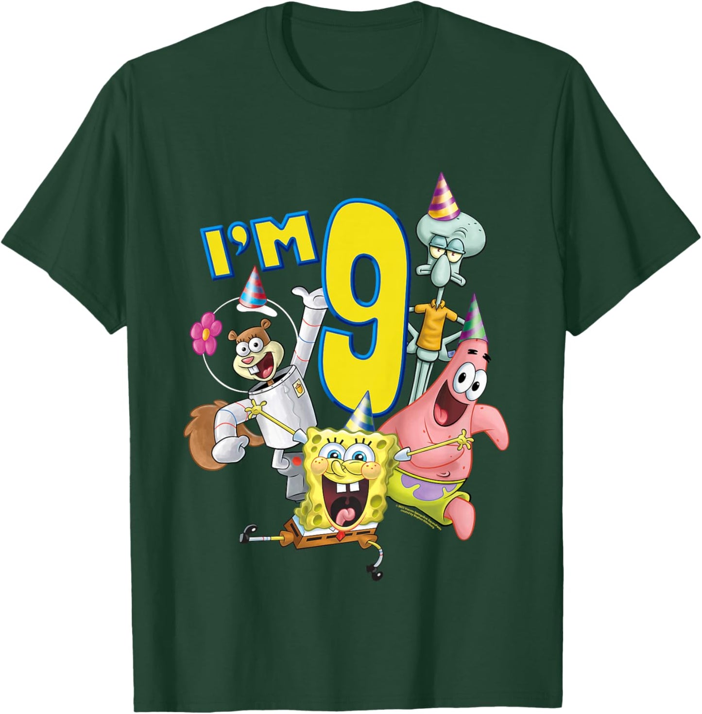 SpongeBob SquarePants 9th Birthday Today I'm 9 Kids , gray T-Shirt - T-Shirt | Forest