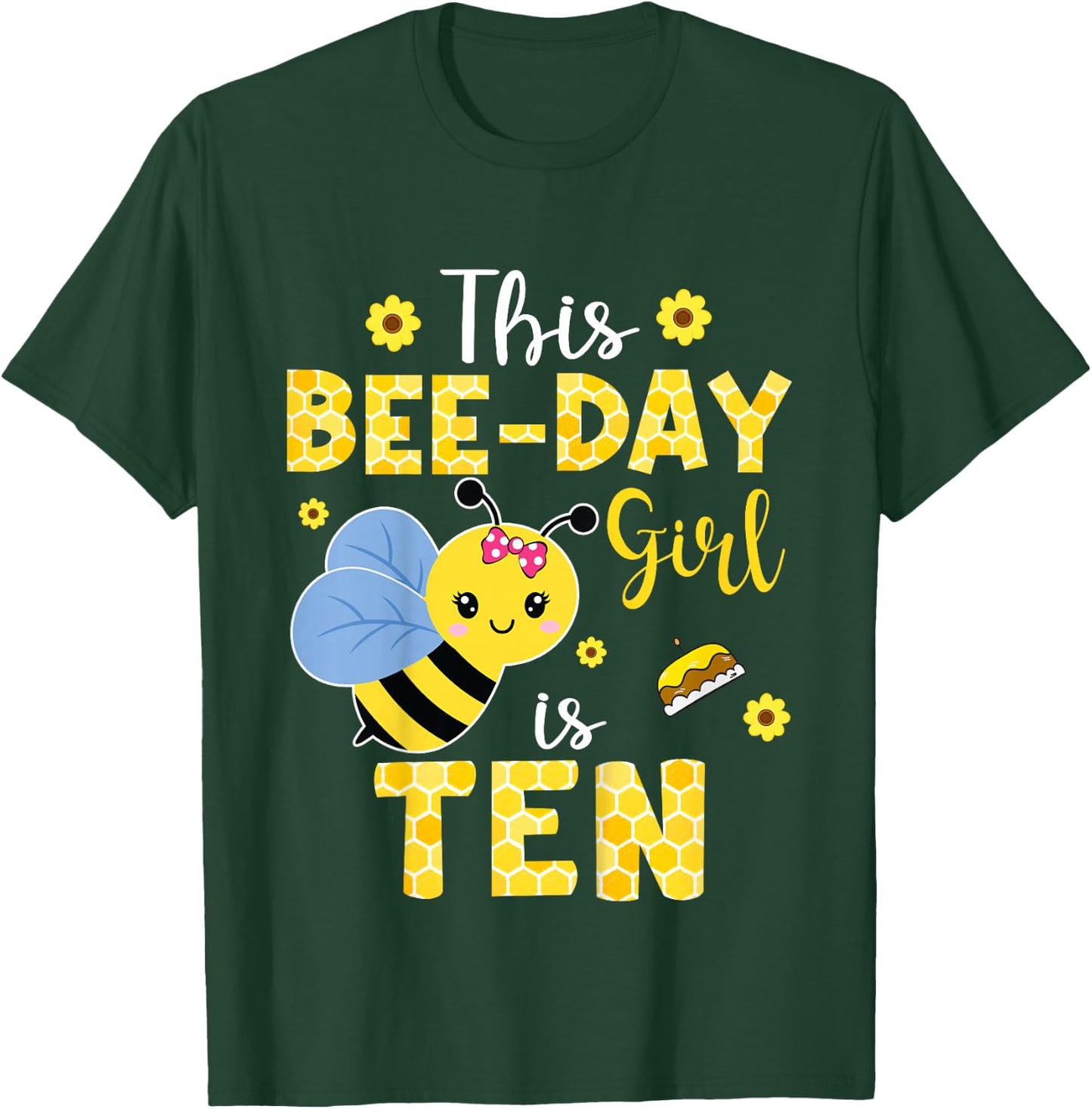 This Bee-Day Girl Is Ten 10 Years Old 10th Birthday Kids T-Shirt - T-Shirt | Forest