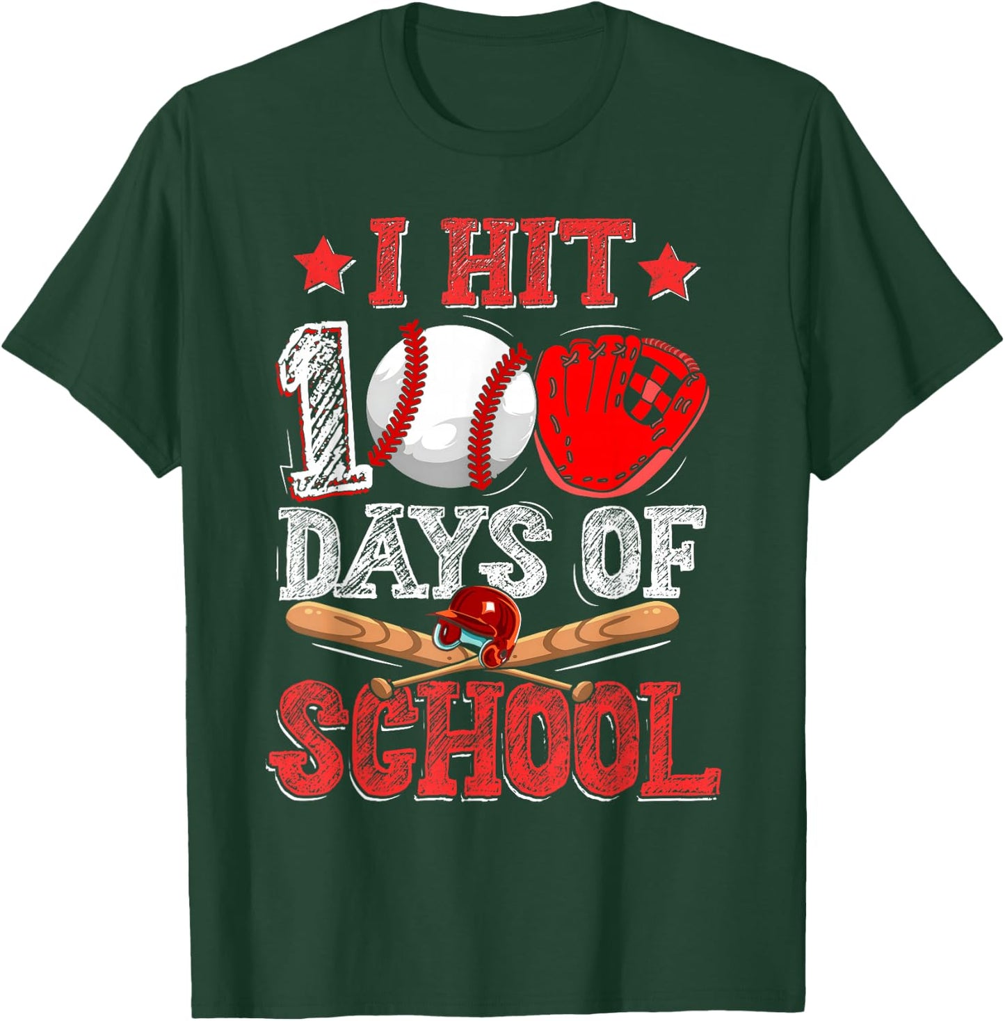 Bat 100th Day Of School T-Shirt - T-Shirt | Forest
